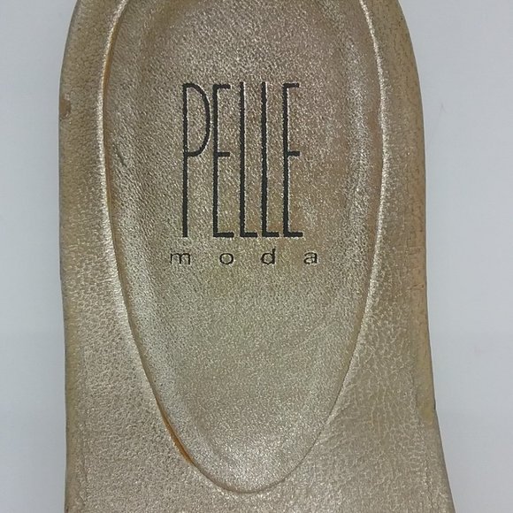 Pelle Moda Gold Leather Rhinestone Slides - Picture 8 of 12